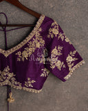 Shaded georgette saree in purple and lavender with a contrast purple blouse
