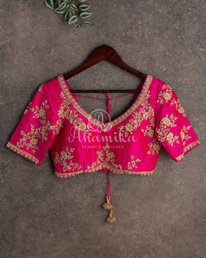 Shaded georgette saree in light peach & hot pink shades