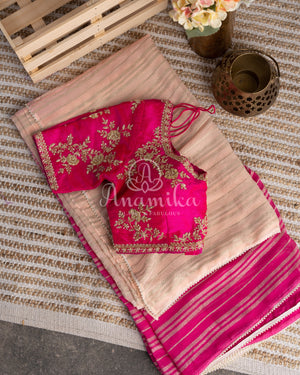 Shaded georgette saree in light peach & hot pink shades