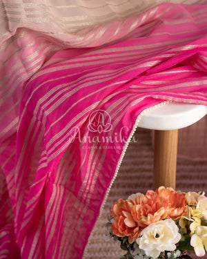 Shaded georgette saree in light peach & hot pink shades