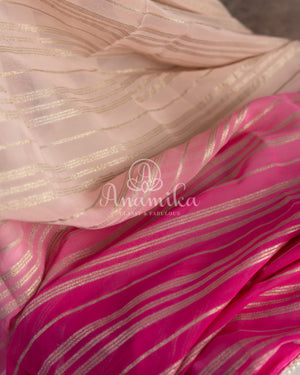 Shaded georgette saree in light peach & hot pink shades