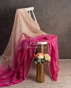 Shaded georgette saree in light peach & hot pink shades