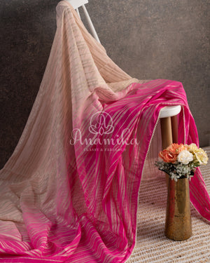 Shaded georgette saree in light peach & hot pink shades