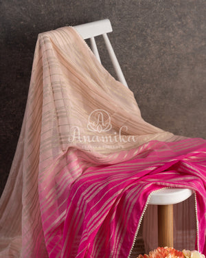 Shaded georgette saree in light peach & hot pink shades