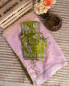 Shaded georgette saree in light pink and mehendi green shades