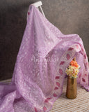 Lovely Lavender Organza saree with all over chikankari work and a stunning designer blouse
