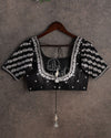 Black Blouse with all over silver zardosi and pearl work