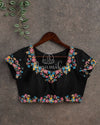 Black short sleeves blouse with multi color cutdana work - 2