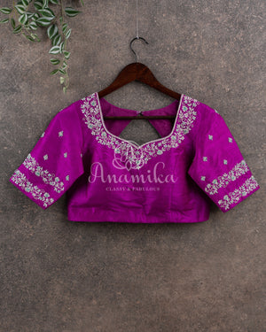 Hot Pink Silk Kota saree with a kalamkari silk blouse