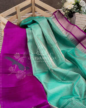 Hot Pink Silk Kota saree with a kalamkari silk blouse