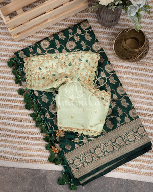 Hot Pink Silk Kota saree with a kalamkari silk blouse