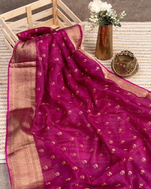 Hot Pink Silk Kota saree with a kalamkari silk blouse