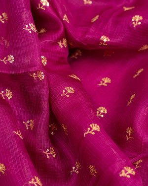 Hot Pink Silk Kota saree with a kalamkari silk blouse