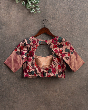 Hot Pink Silk Kota saree with a kalamkari silk blouse