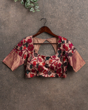 Hot Pink Silk Kota saree with a kalamkari silk blouse