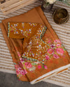 Mustard Satin Georgette saree in beautiful Floral prints