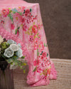 Baby Pink Satin Georgette saree in beautiful Floral prints