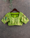 Pure Paithani Blouse in Parrot Green Color
