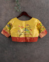 Pure Paithani Blouse in Yellow Tissue - Parrot Design