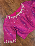 Pinkish Purple Gold Zardosi work Blouse