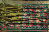 Hues of Green Ikkat saree with a patola border