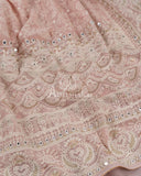 Peach Chikankari Georgette saree with self color pearl work blouse