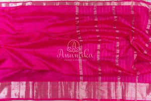 Hot Pink Mangalagiri Silk saree with a contrast pure silk kalamkari blouse