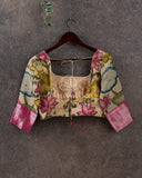 Hot Pink Mangalagiri Silk saree with a contrast pure silk kalamkari blouse