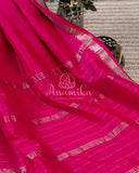 Hot Pink Mangalagiri Silk saree with a contrast pure silk kalamkari blouse