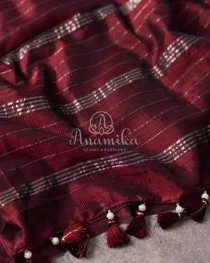 Brown Mangalagiri Silk saree with a contrast pure silk kalamkari blouse