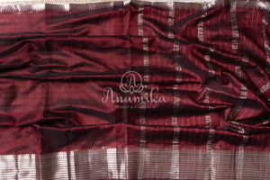 Brown Mangalagiri Silk saree with a contrast pure silk kalamkari blouse