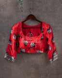 Red Floral Italian Rawsilk blouse