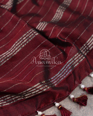 Brown Mangalagiri Silk saree with a contrast pure silk kalamkari blouse