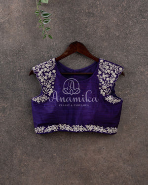 Purple Banarasi Georgette saree with floral meenakari jaal weave