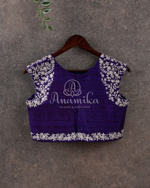 Purple Banarasi Georgette saree with floral meenakari jaal weave