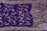Purple Banarasi Georgette saree with floral meenakari jaal weave