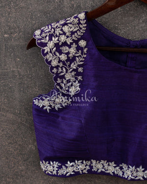Purple Banarasi Georgette saree with floral meenakari jaal weave