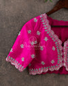 Pastel Blue Kanchipattu saree with hot pink border