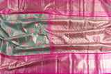 Pastel Blue Kanchipattu saree with hot pink border