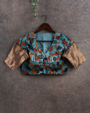 Coffee Brown Silk Kota saree with a kalamkari silk blouse