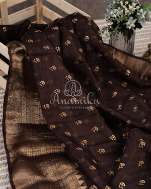 Coffee Brown Silk Kota saree with a kalamkari silk blouse