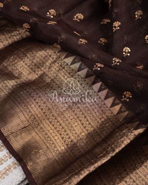 Coffee Brown Silk Kota saree with a kalamkari silk blouse