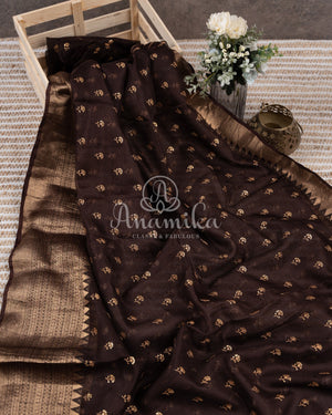Coffee Brown Silk Kota saree with a kalamkari silk blouse