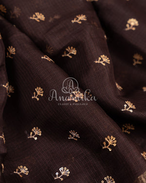 Coffee Brown Silk Kota saree with a kalamkari silk blouse
