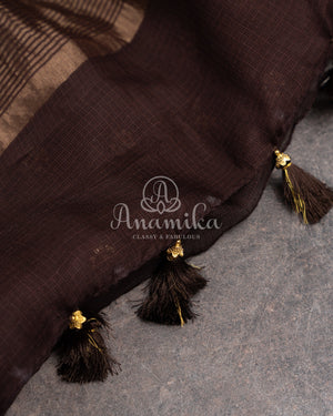 Coffee Brown Silk Kota saree with a kalamkari silk blouse