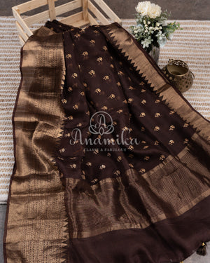 Coffee Brown Silk Kota saree with a kalamkari silk blouse