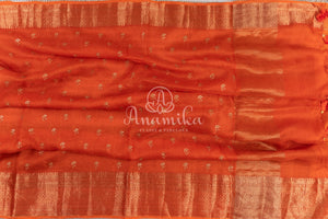 Orange Silk Kota saree with a kalamkari silk blouse