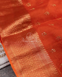 Orange Silk Kota saree with a kalamkari silk blouse