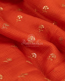 Orange Silk Kota saree with a kalamkari silk blouse