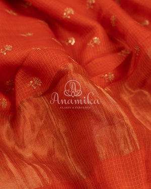 Orange Silk Kota saree with a kalamkari silk blouse
